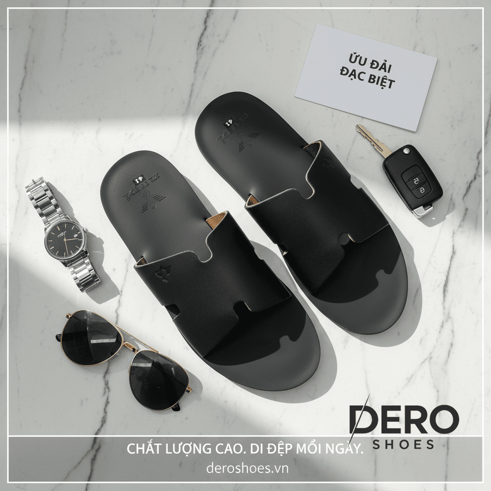 Dép da bò chữ H thời trang - Ảnh 1